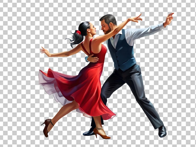 PSD man and woman dancing salsa on white background