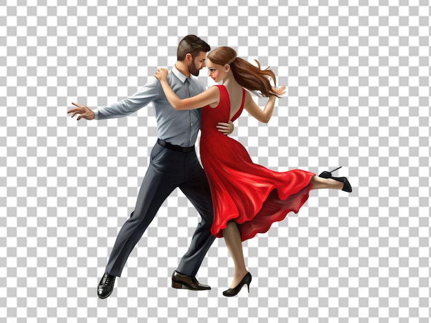 PSD man and woman dancing salsa on white background