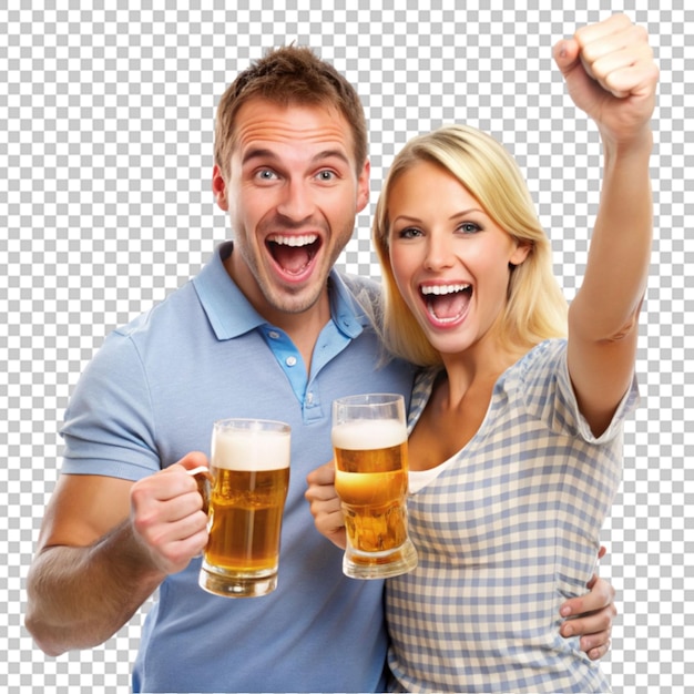 PSD a man and woman holding glasses of beer