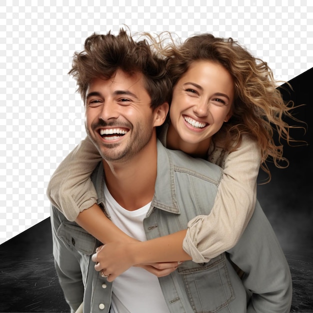 PSD a man and woman hugging each other with a picture of a woman