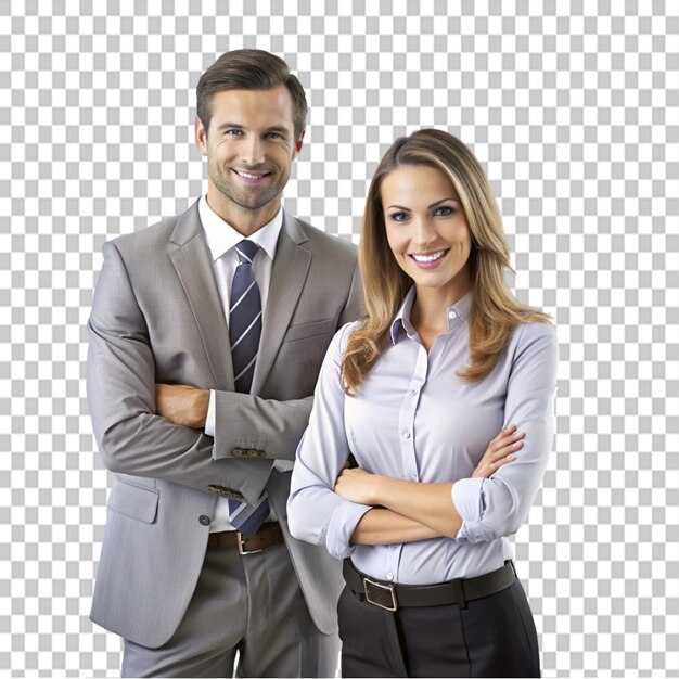 PSD man and woman in the office on transparent background