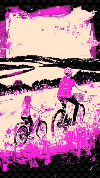 PSD a man and a woman riding bikes with a pink shirt on