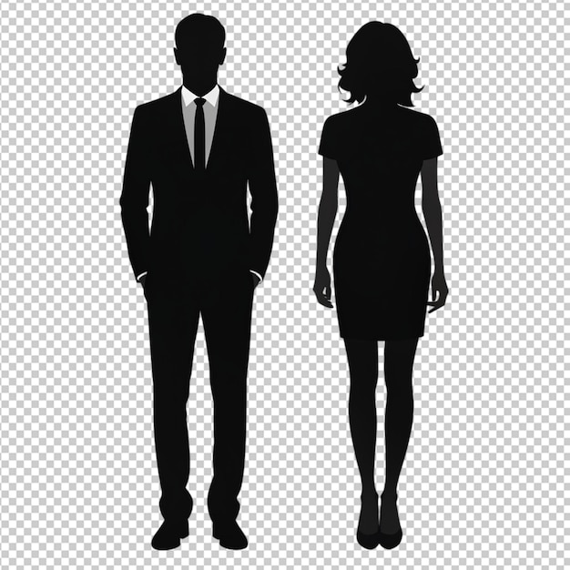 PSD man and woman silhouette on transparent background