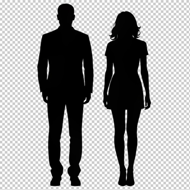 PSD man and woman silhouette on transparent background