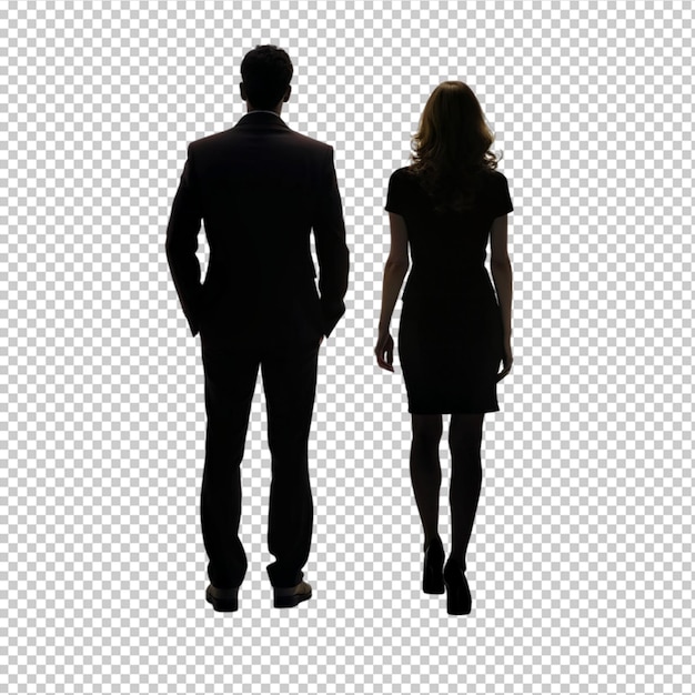 PSD man and woman silhouette on transparent background