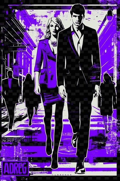 a man and a woman walk down a street in a suit