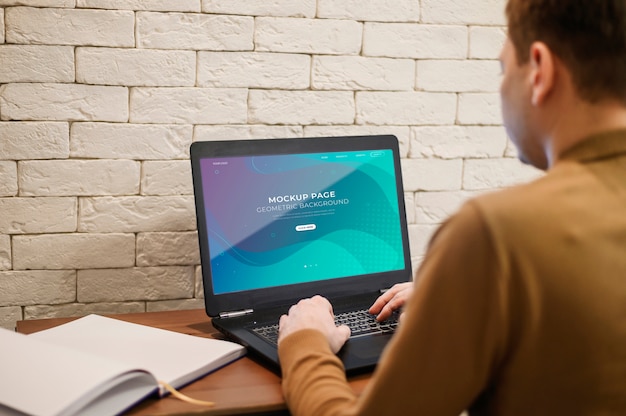 Man working at desk from home