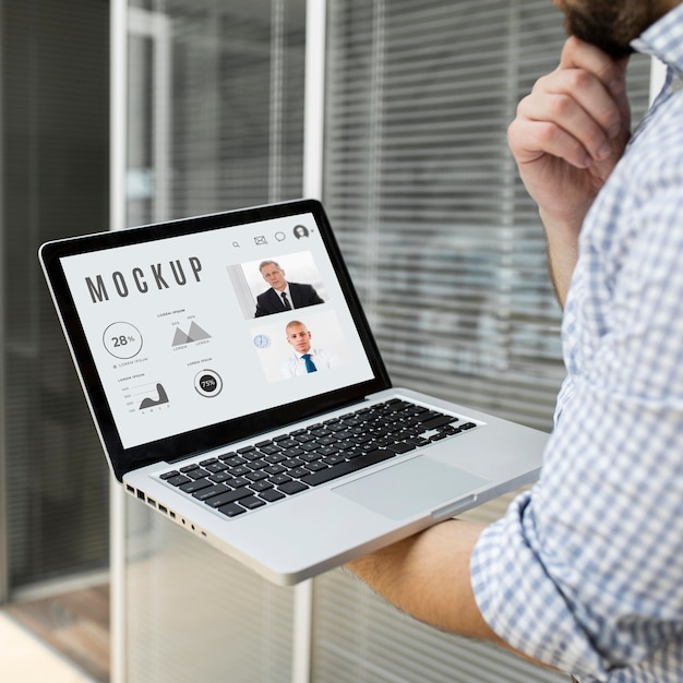 Man working on his laptop mock-up