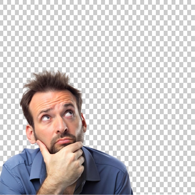 man worried about bill on transparent background