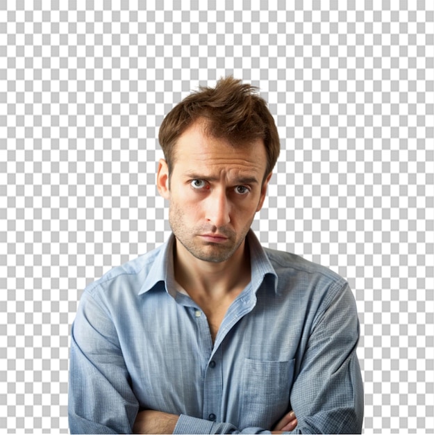 man worried about bill on transparent background