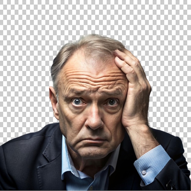 man worried about bill on transparent background