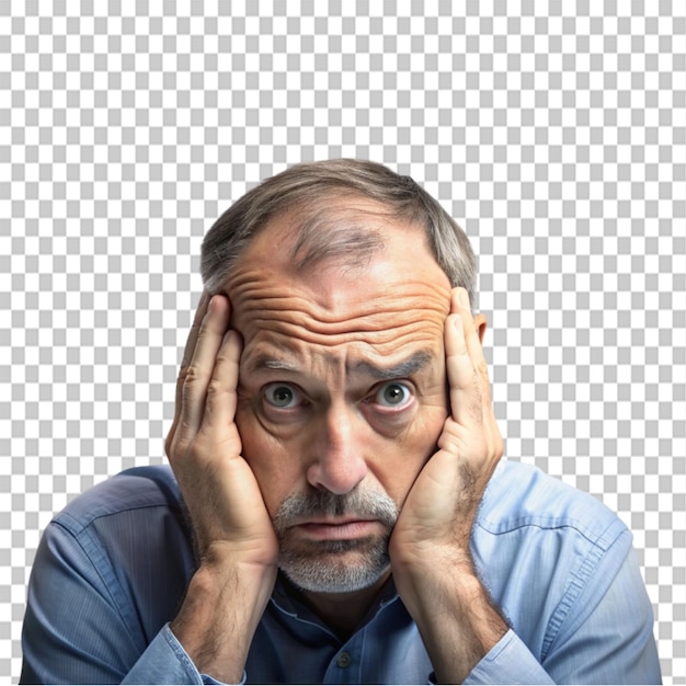 man worried about bill on transparent background