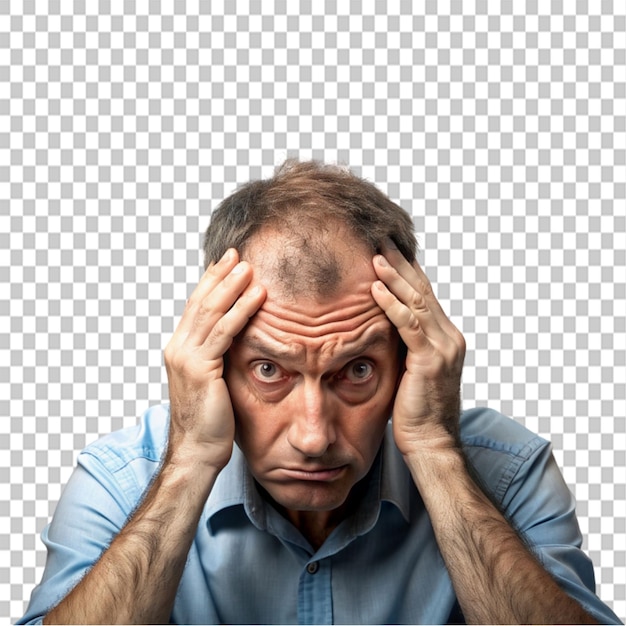 man worried about bill on transparent background