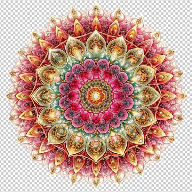 PSD mandala fractal design element with flower pattern