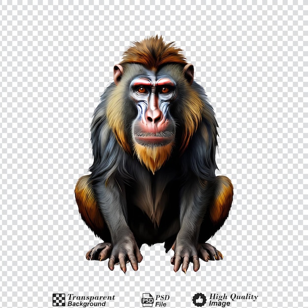 mandrill monkey isolated on transparent background