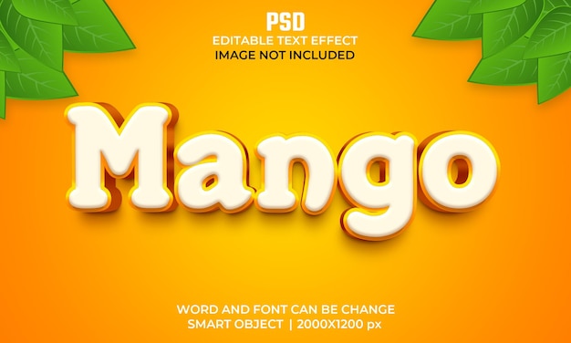 PSD mango 3d editable text effect premium psd with background