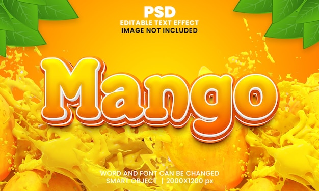 Mango 3d editable text effect Premium Psd with background