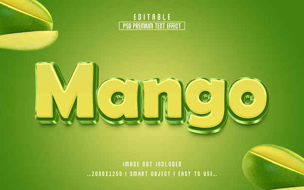 Mango 3d Editable Text Effect PSD With  Premium Background