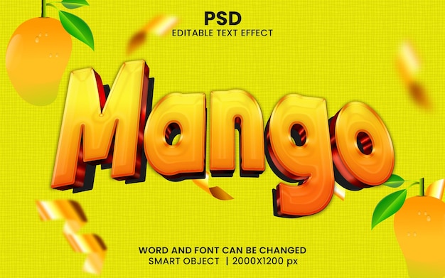 PSD mango 3d editable text effect style