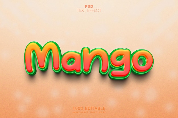 Mango 3D PSD Editable Text Effect Design