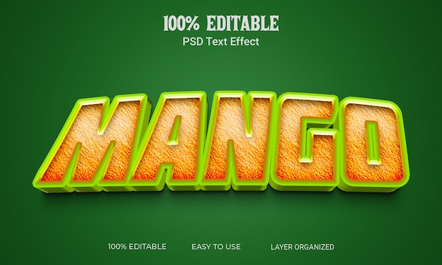 Mango 3D Text Effect Editable Text Style PSD File