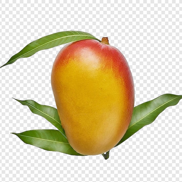 a mango on a branch with leaves on it