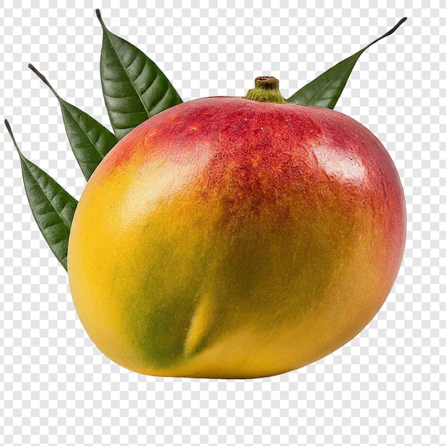 a mango on a branch with leaves on it