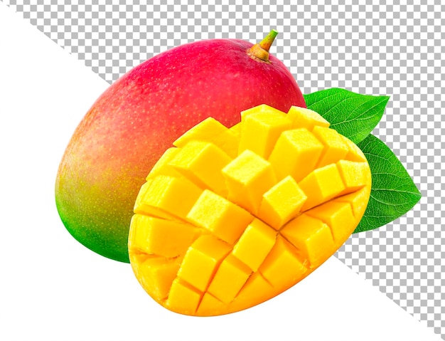 Mango fruit isolated on white background with clipping path