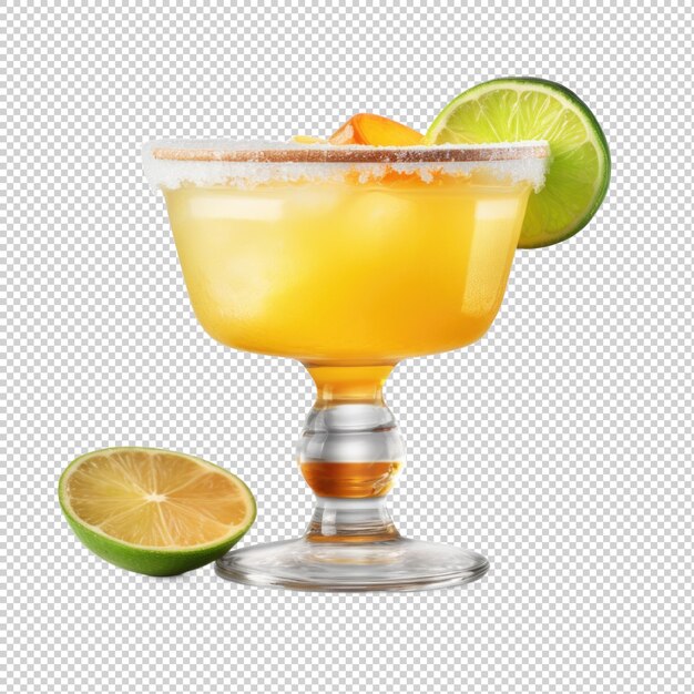 Mango Ginger Margarita cocktail isolated on transparent background Generative AI