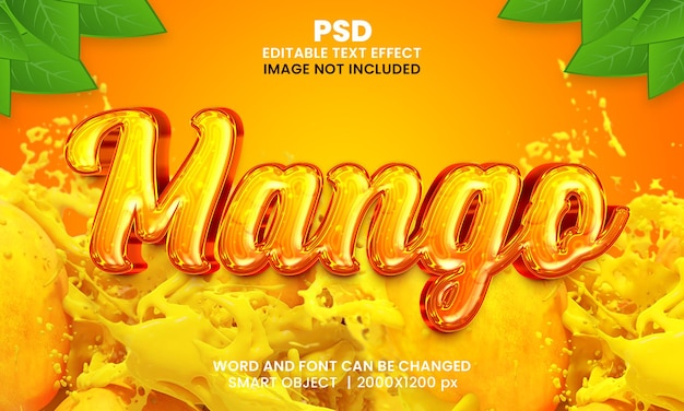 Mango Juice 3d editable Photoshop text effect with background