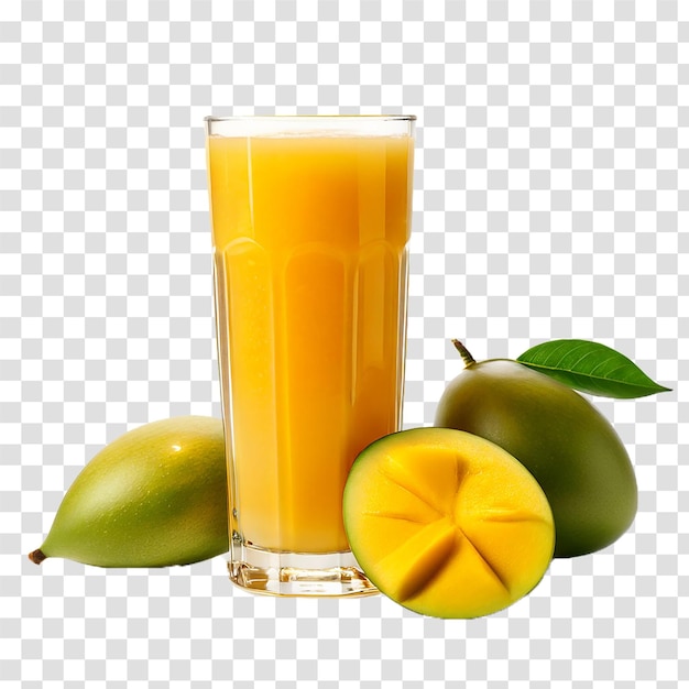 mango juice in the glass on transparent background