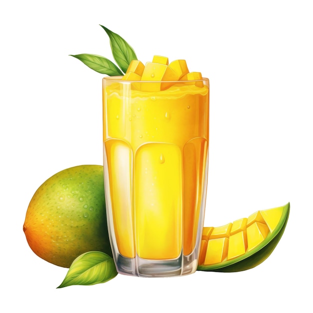 mango juice Isolated Detailed Watercolor Hand Drawn Painting Illustration