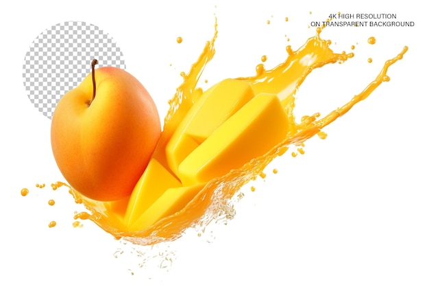 mango and mango splash on transparent background