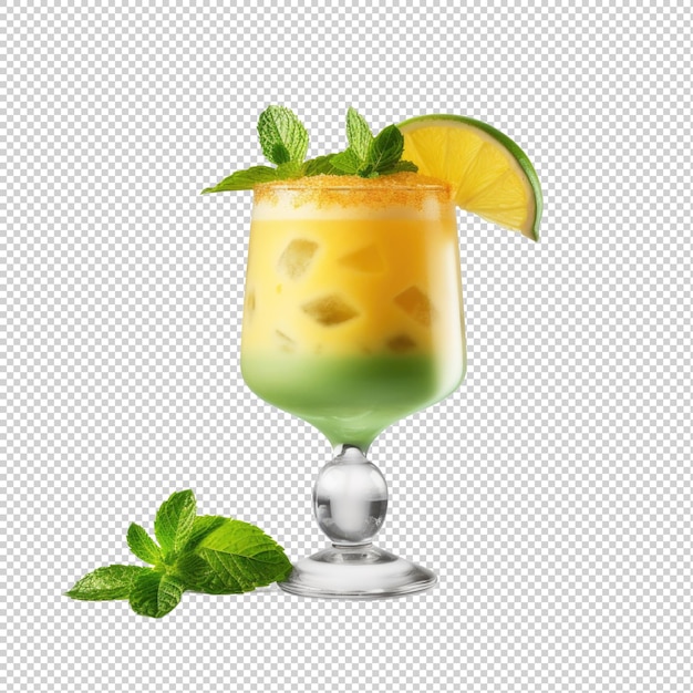 Mango Mint Margarita cocktail isolated on transparent background Generative AI