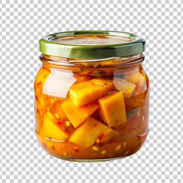 PSD a mango pickle that has been made in a jar