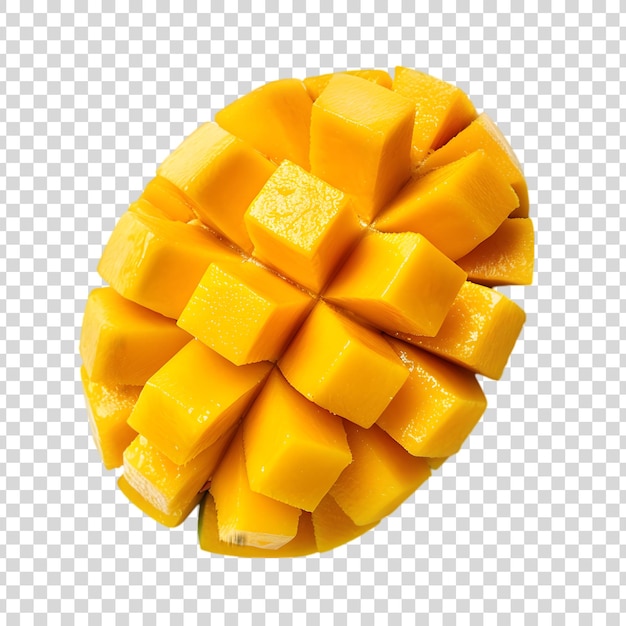 Mango sliced pieces isolated on a transparent background