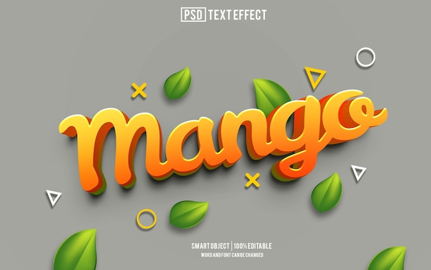 mango text effect font editable typography 3d text