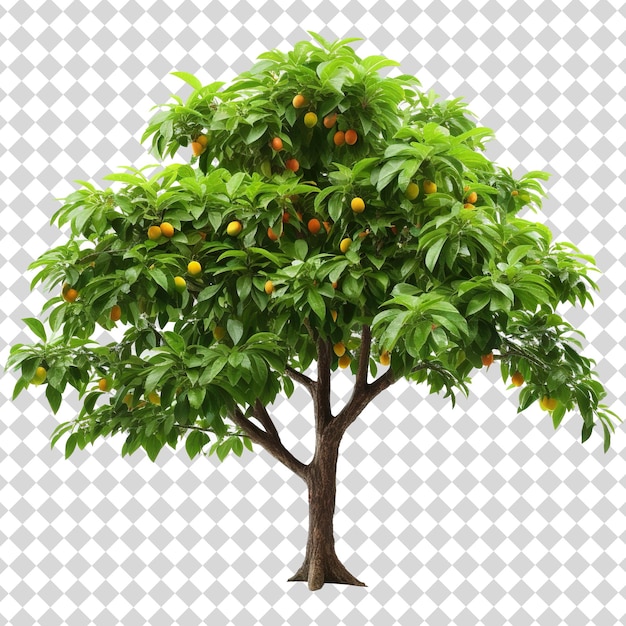 A mango tree with ripe fruits Isolated on transparent background PSD file format