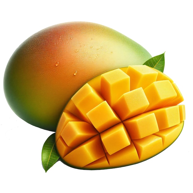 A mangos glossy skin and plump shape isolated on white Background