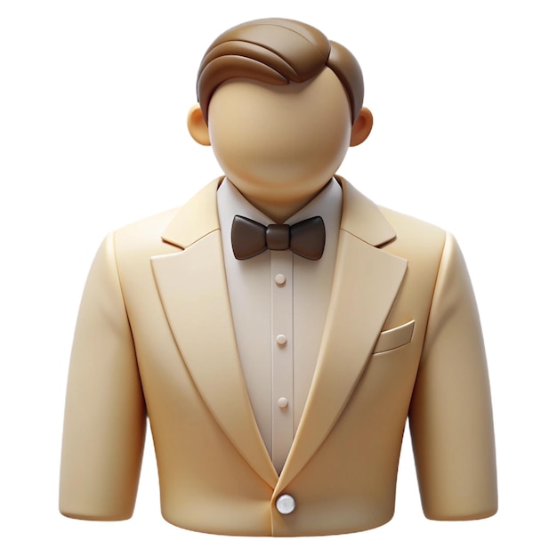 PSD a mannequin wearing a suit with a brown bow tie