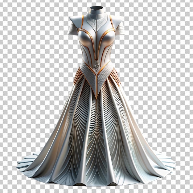 PSD a mannequin with a dress on it is made of silver