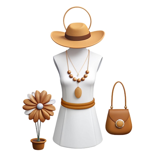 PSD a mannequin with a straw hat and a straw hat with a straw hat on it