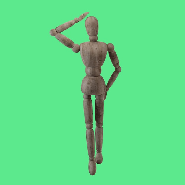 PSD mannequin wood 3d rendering