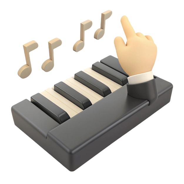 PSD a mans hand is pointing at a keyboard with keys that say quot piano quot