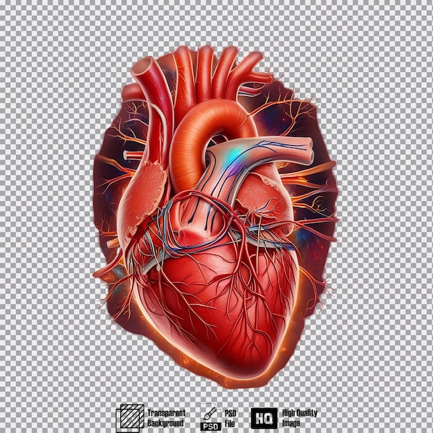 PSD mans heart anatomy on transparent background