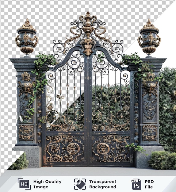 PSD mansion gate isolated on transparent background psd