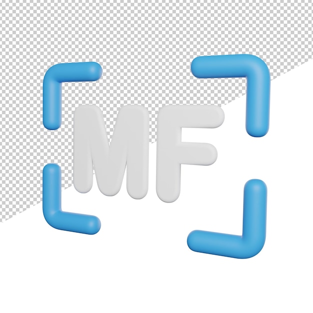 Manual Focus Sign side view 3d rendering icon illustration on transparent background