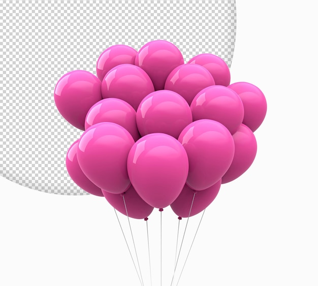 Many pink balloons on transparent background