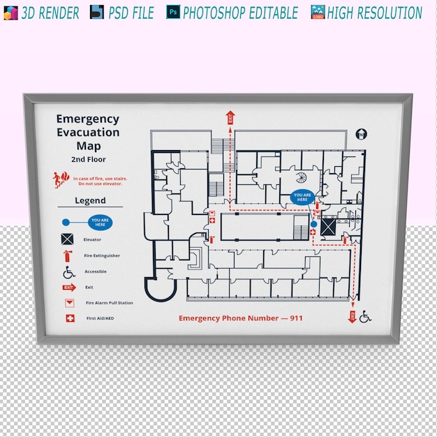 a map of a building with a picture of a fire escape