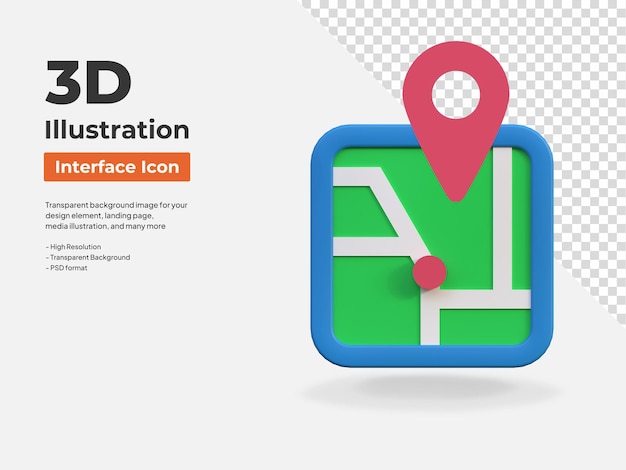 Map location application interface isolated 3d icon illustration